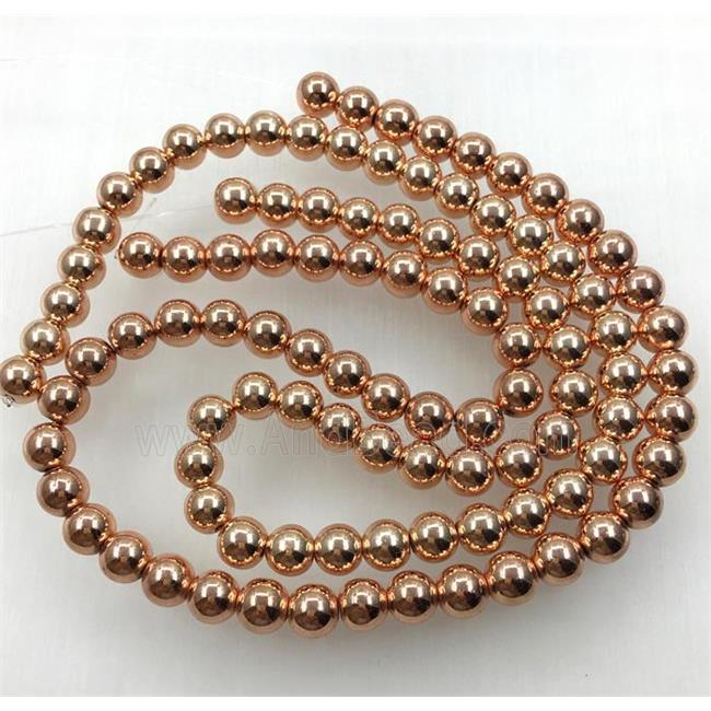 round hematite beads, rose gold
