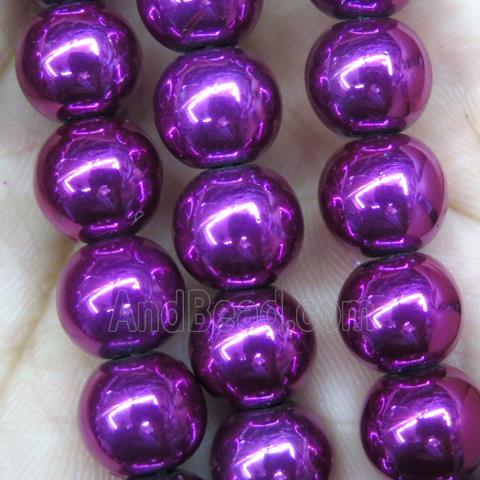 hotpink firelacquered Hematite Beads, round