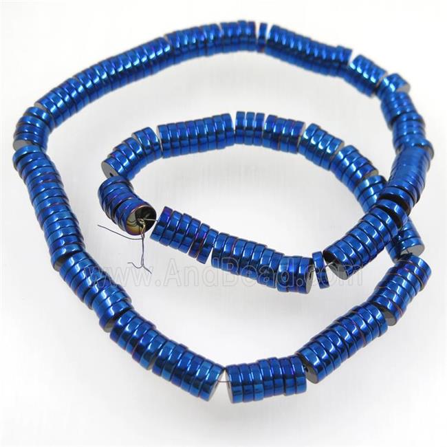 blue Hematite heishi spacer beads