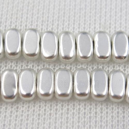 Hematite beads, oval, silver plated