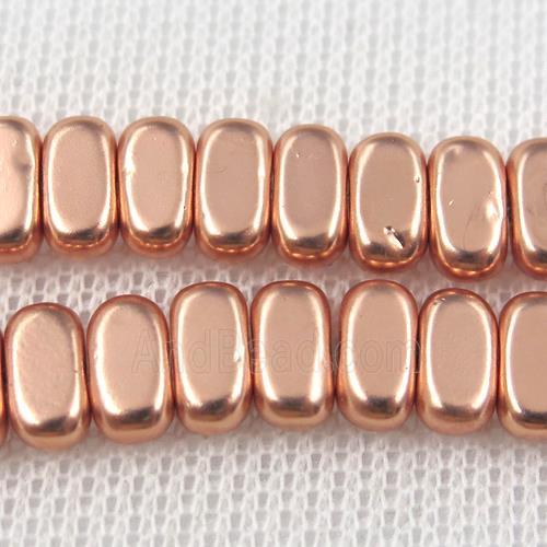 Hematite beads, oval, rose gold