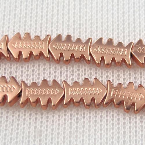 Hematite beads, fish, rose gold