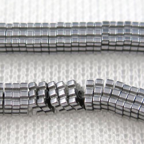 Hematite beads, square slice, silver plated