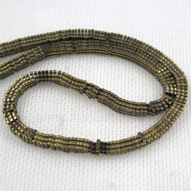 Hematite beads, square slice, lt.golden