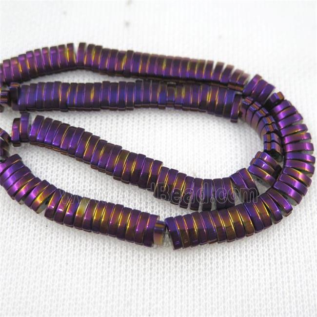 Hematite beads, oval, purple plated