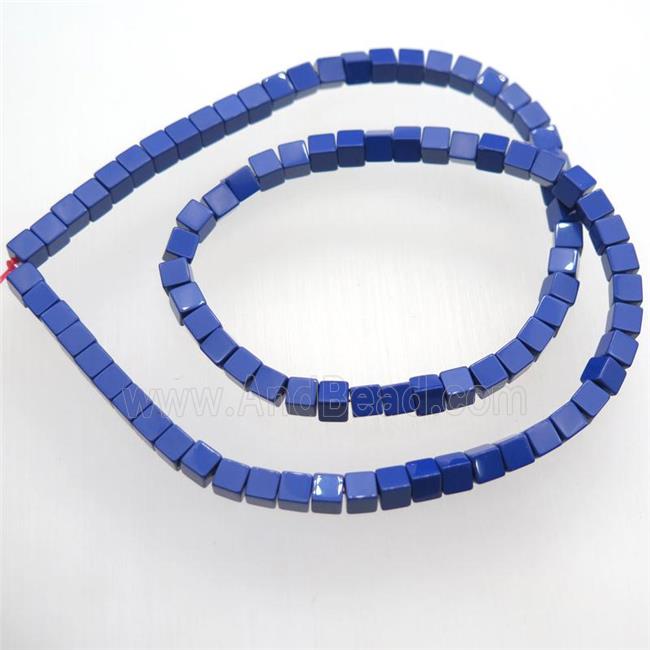 Taiwan Hokutolite Beads, cube, blue treated