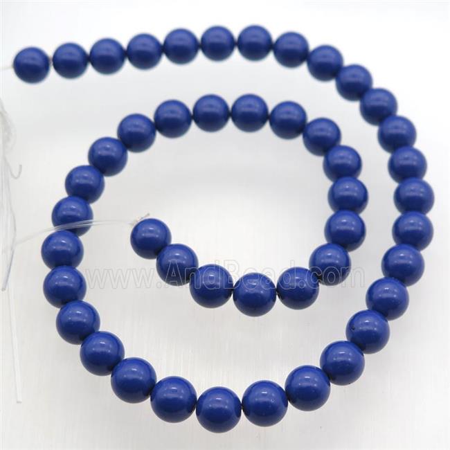 round Taiwan Hokutolite Beads, blue treated