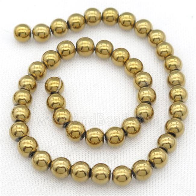 round Hematite beads, gold plated