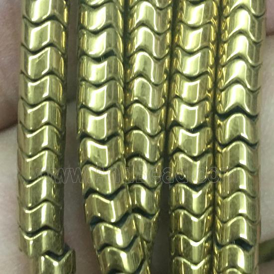 Hematite wave beads, gold plated