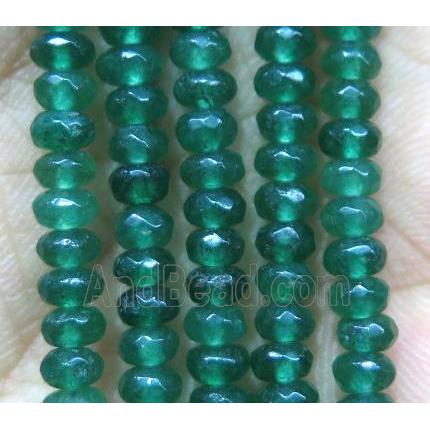 green Jade bead, faceted rondelle, dye