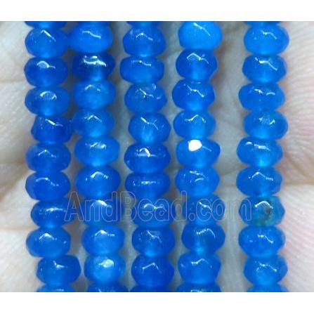 blue Jade bead, faceted rondelle, dye