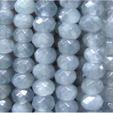 jade beads, faceted rondelle, lt.gray dye