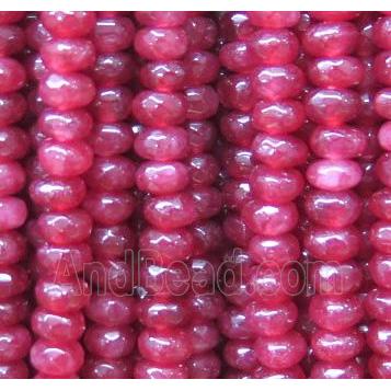 jade beads, faceted rondelle, red