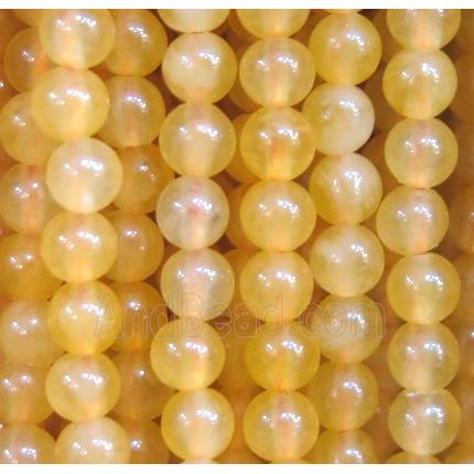 tiny agate beads, round, yellow dye