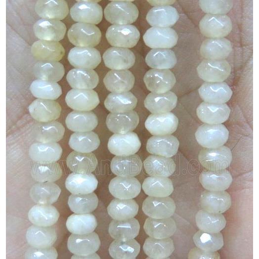 tiny jade bead, faceted rondelle, dye cream