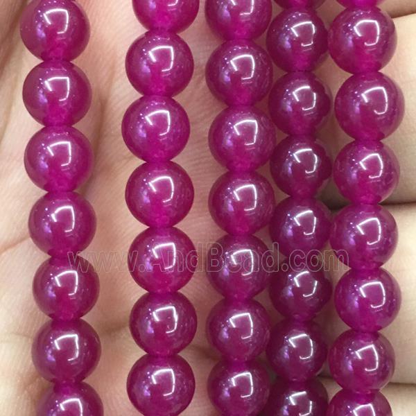 hotpink Malaysia Jade beads, round