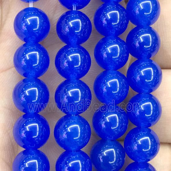 royal blue Malaysia Jade beads, round