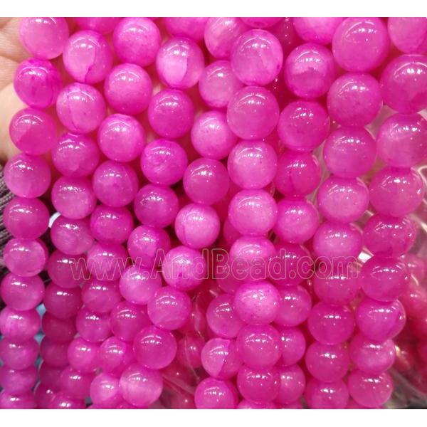 hotpink jade beads, round, stabile