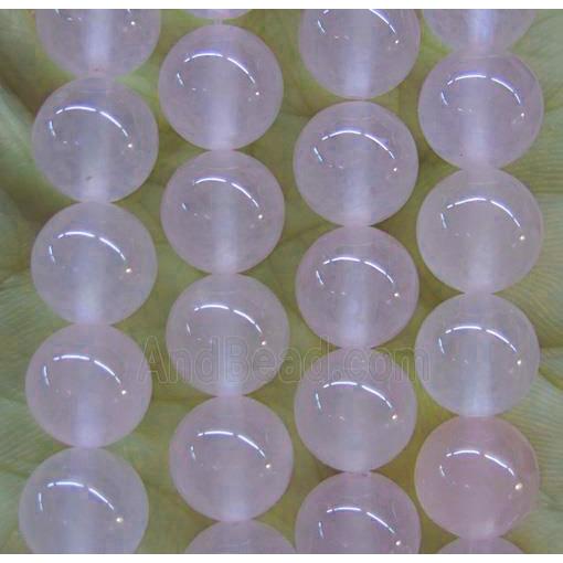 round jade stone beads, pink, dye