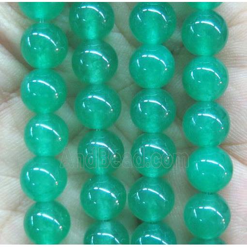 round jade stone beads, dye, green