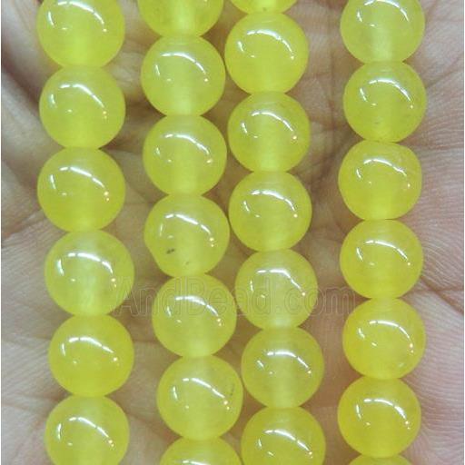 round jade stone beads, dye, yellow