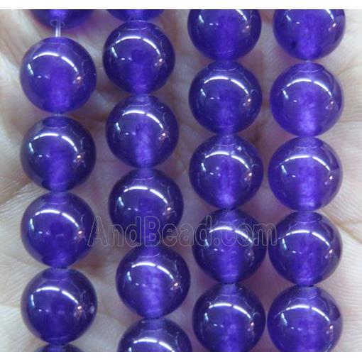 round jade stone beads, dye, deep lavender