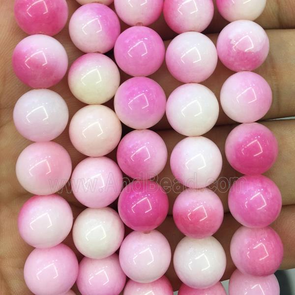round Malaysia Jade beads, pink