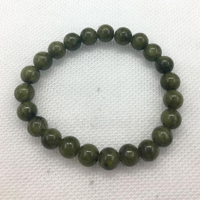 Stretch Jade bracelet, round, dye