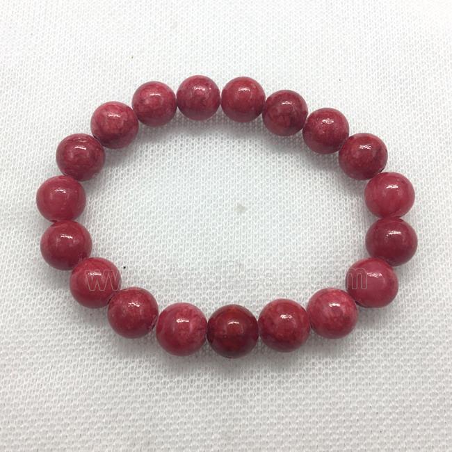 Stretch Jade bracelet, round, dye