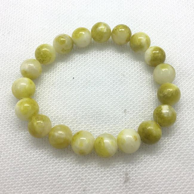 Stretch Jade bracelet, round, dye