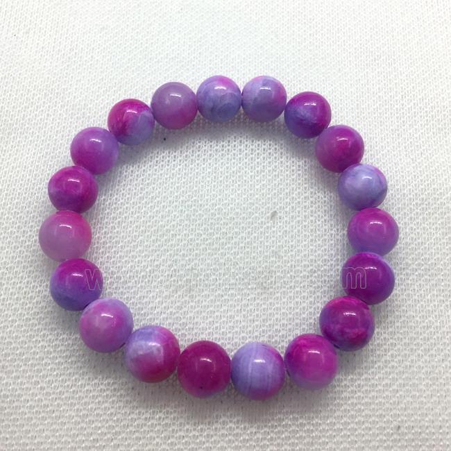 Stretch Jade bracelet, round, dye