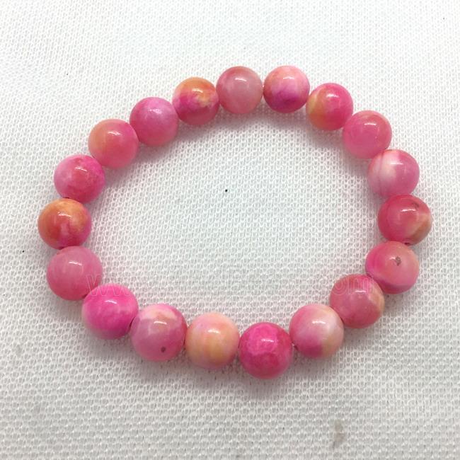 Stretch Jade bracelet, round, dye
