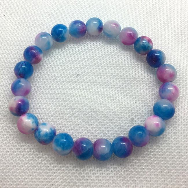 Stretch Jade bracelet, round, dye