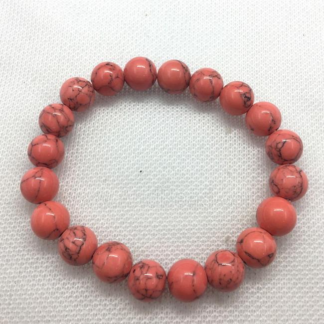 Stretch Jade bracelet, round, dye