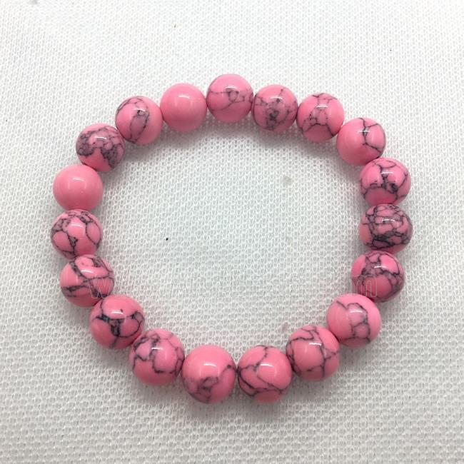 Stretch Jade bracelet, round, dye