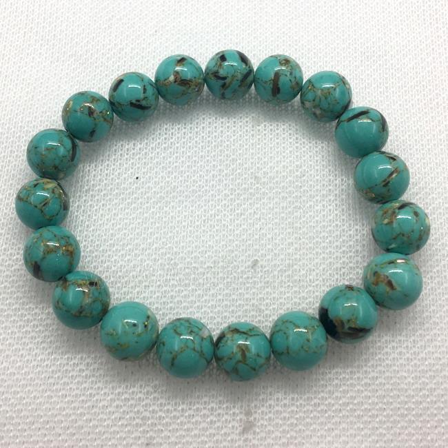 Stretch Jade bracelet, round, dye