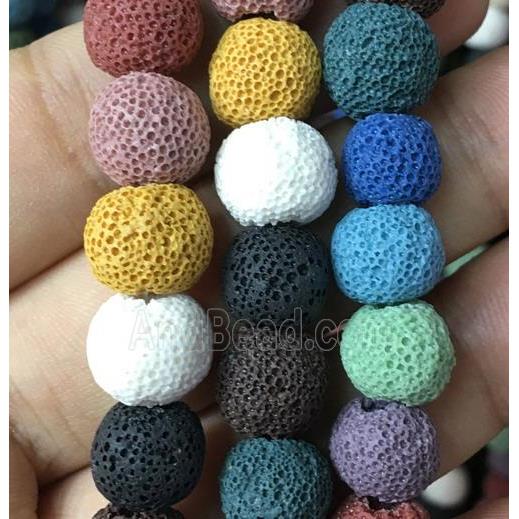 round Lava stone beads, mixed color