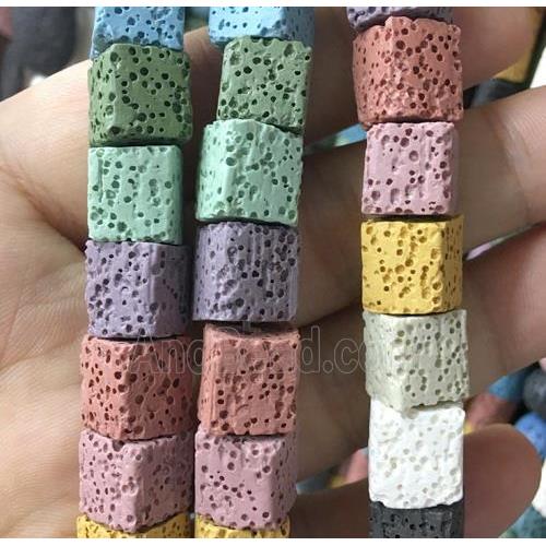 Lava stone cube beads, mixed color