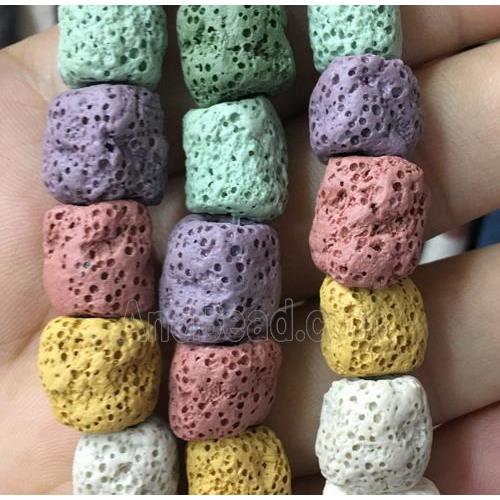 Lava stone beads, freeform, mixed color