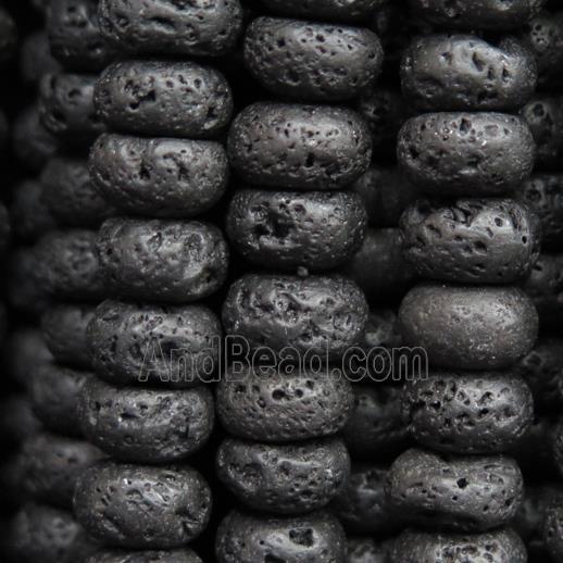 black Lava Stone beads, rondelle