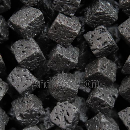 black Lava Stone beads, cube