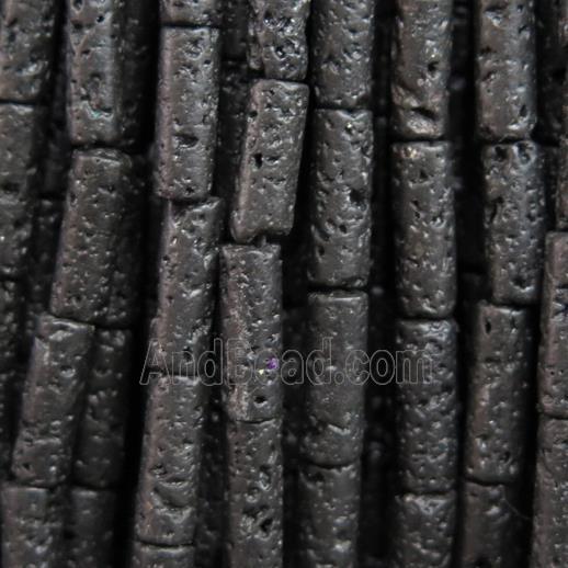 black Lava Stone beads, tube