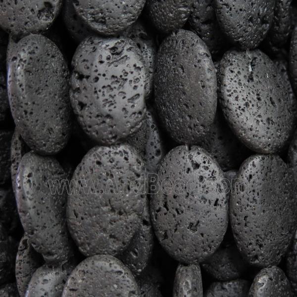 black Lava Stone beads, oval