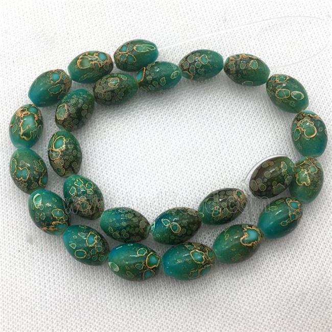 green Lampwork Glass rice Beads with painted