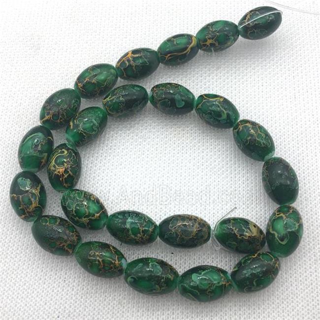 Lampwork Glass Beads with painted, rice, green