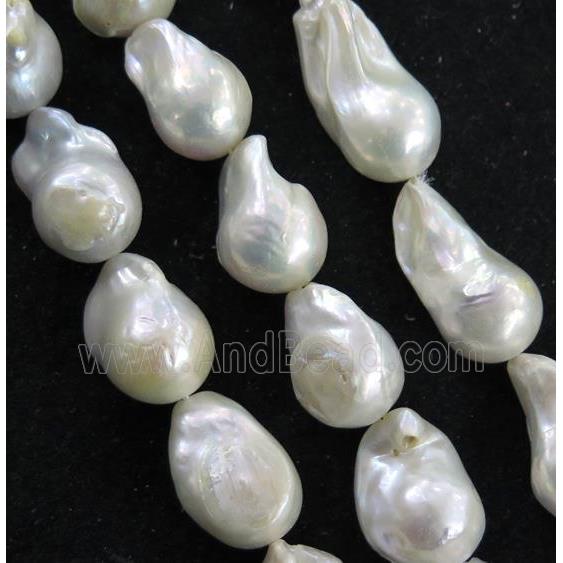 Baroque Style Pearl beads, white, freeform