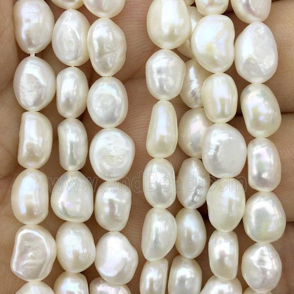 white Freshwater Pearl beads, freeform