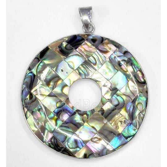 Paua Abalone shell pendant, rondelle