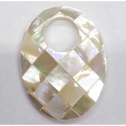 Paua Abalone shell pendant, oval