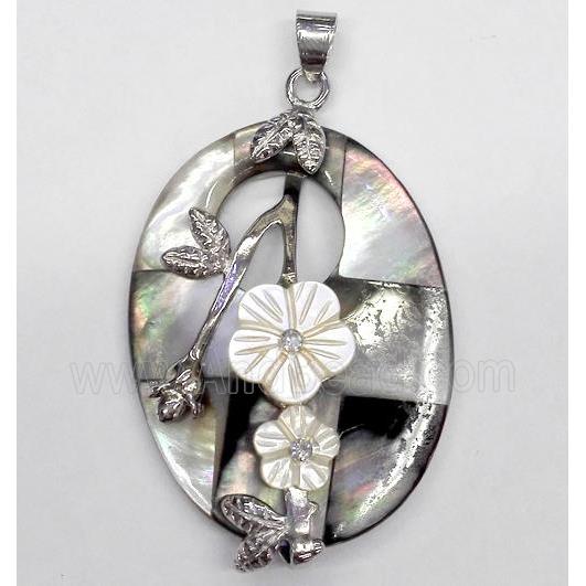 Paua Abalone shell pendant, oval